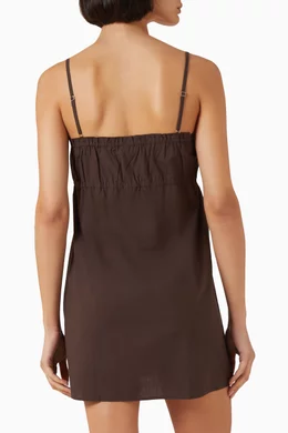 deiji studios brown dress WONDERLUST SATIN LONG SLEEVE MINI DRESS IN BROWN  AKIRA