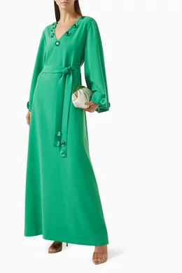 floral green prom dress Long Floral A-Line Prom Dress with Glitter Emerald / 6