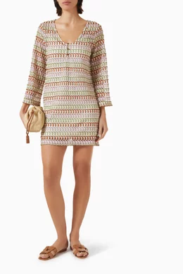Buy Veronica Beard Neutral Novien Crochet Mini Dress For Women Online