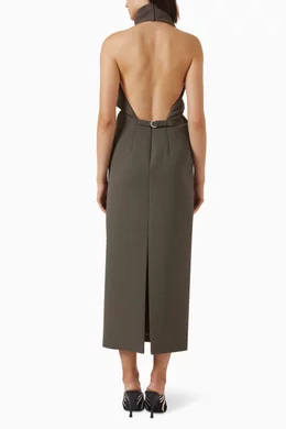 Buy Khaite Brown Roxanne Maxi Dress in Crepe For Women Online | Ounass Saudi