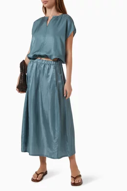 Buy Eileen Fisher Blue Split Neck Top in Handkerchief Linen For Women  Online | Ounass Saudi
