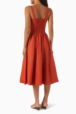 horizontal line dress A-Line Casual Striped Maxi Dress with Shoulder Ties Khaki / Small main image 1
