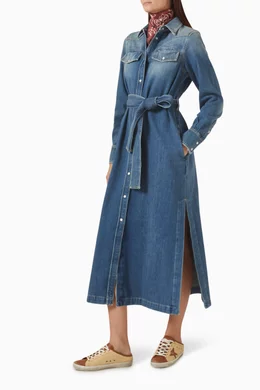 Buy GOLDEN GOOSE Blue Dana Shirt Dress in Denim For Women Online