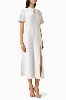 Buy CLAUDIE Neutral Flowy Midi Dress in Satin For Women Online | Ounass  Saudi