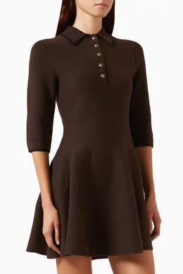 Buy Maje Brown Rowell Knit Polo Mini Dress For Women Online