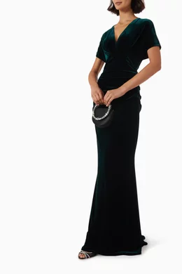 talbot runhof green velvet dress Talbot Runhof