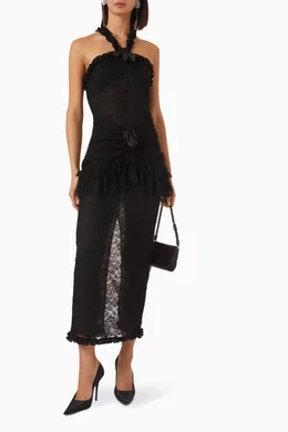 alessandra rich halter dress Buy Black Two-layered Chantilly Lace For Women Online Swatch:#8d976a