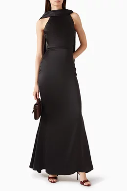 Buy Lavish Alice Black Liora Halter Scarf Dress in Satin For Women Online