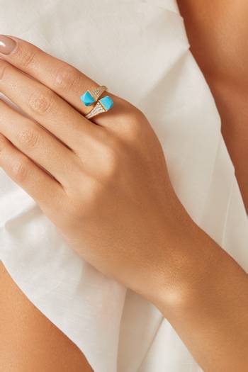 hover state of Cleo Diamond & Turquoise Wrap Ring in 18kt Gold