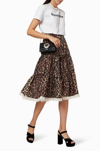 hover state of Leopard Print Tiered Skirt    