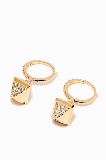 hover state of Cleo Mini Rev Diamond Drop Earrings in 18kt Gold
