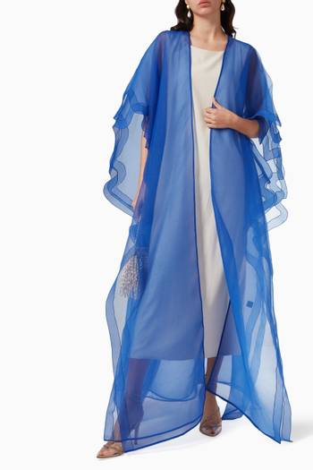 hover state of Double Layered Abaya in Crinkled Organza  
