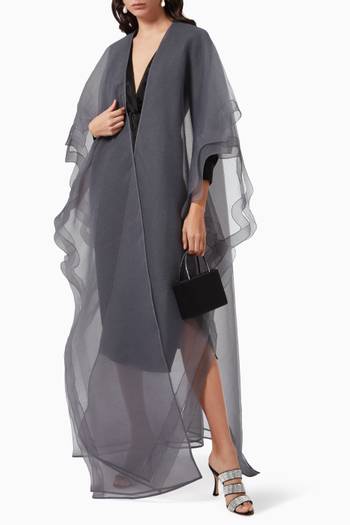 hover state of Double Layered Abaya in Crinkled Organza 