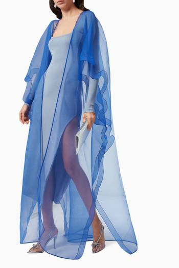 hover state of Single Layer Abaya in Crinkled Organza  