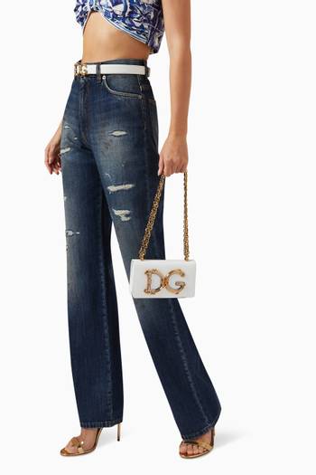 hover state of DG Girl Shoulder Bag In Calfskin Leather
