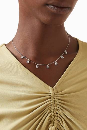hover state of Crystal Stone Drops Necklace in Sterling Silver