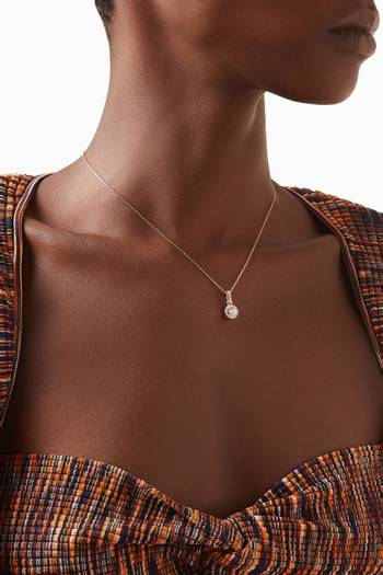 hover state of Crystal Solitaire Pendant Necklace in Sterling Silver