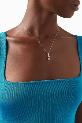 hover state of Triple Row Baguette Crystal Necklace in Sterling Silver