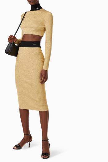 hover state of Logo Pencil Skirt in Lamé