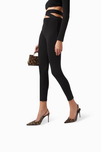 hover state of x KIM Lollo 90 Leopard-print Slingback Pumps in Polished Calfskin