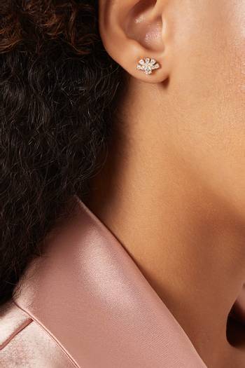 hover state of Diamond Mini Cluster Diamond Earrings in 18kt Gold