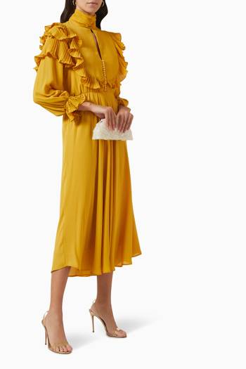 hover state of Ruffle-trimmed Midi Dress
