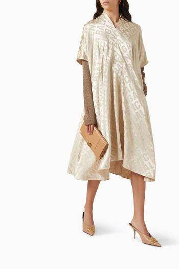 hover state of Logo Jacquard Oversized Midi Dress in Organic-silk