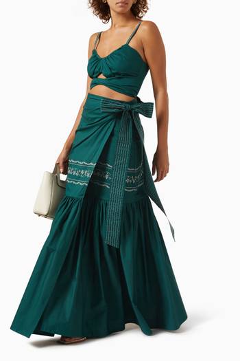 hover state of Maxi Foret Embroidered Skirt in Cotton