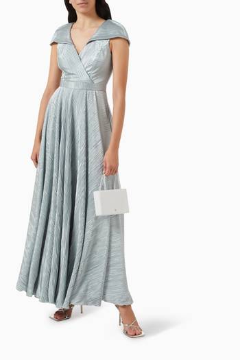 hover state of Cap-sleeve Maxi Dress in Plissé