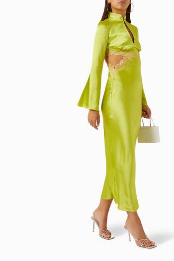 hover state of Mira Maxi Dress in Silk-satin
