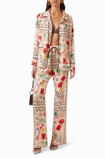 hover state of Nico Floral-print Pyjama Shirt in Satin