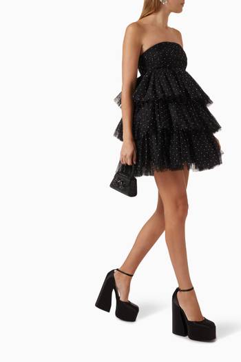hover state of Carlosina Embellished Ruffled Mini Dress in Tulle