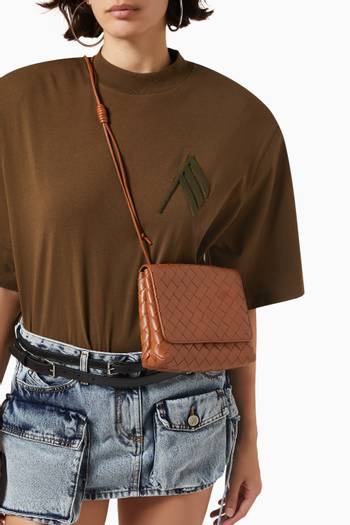 hover state of Mini Cross-body Bag in Intrecciato Leather