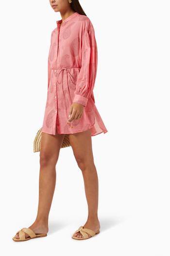 hover state of Freda Mini Shirt Dress in Cotton-voile