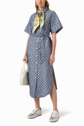 hover state of GG Maxi Dress in Linen-jacquard