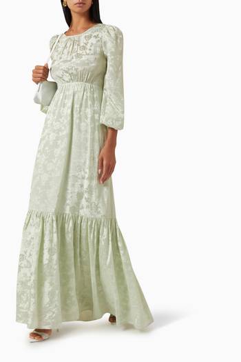hover state of Tie Back Maxi Dress in Jacquard
