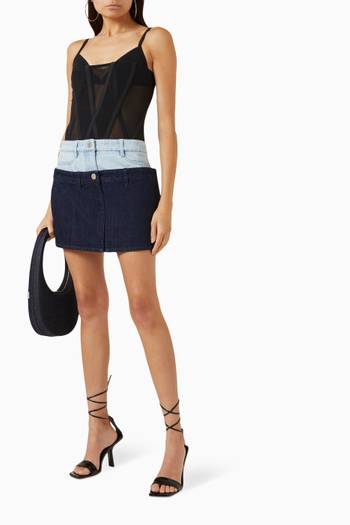 hover state of Double Waistband Skirt in Denim