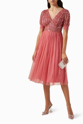 hover state of Delicate Sequin Midi Dress in Tulle