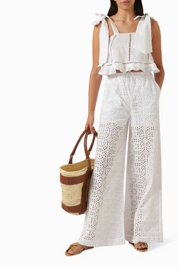 hover state of Sophia Palazzo Pants in Cotton Broiderie