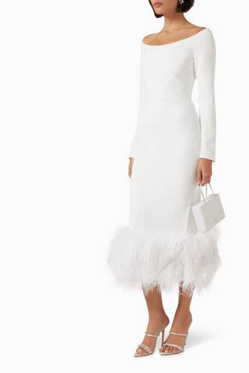hover state of Fringed Midi Dress in Crepe