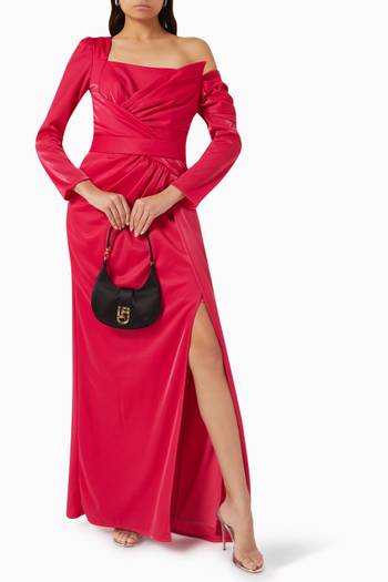 hover state of One-shoulder Maxi Dress in Stretch-knit