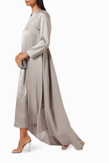 hover state of Pleated-train Maxi Dress