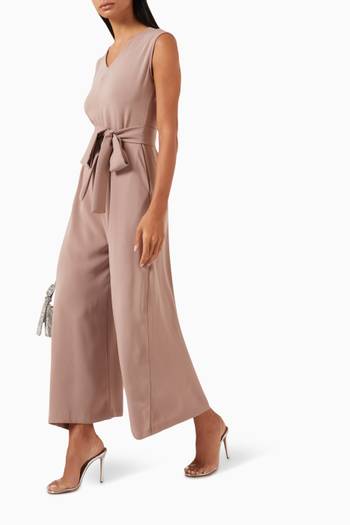 hover state of Belted Jumpsuit in Crepe