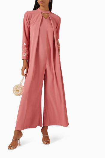 hover state of Sequin Embellished Cut-out Jumpsuit in Crepe