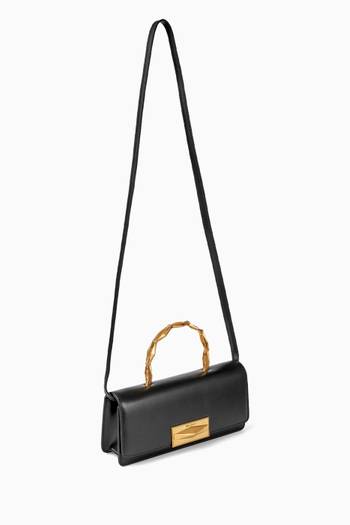 hover state of Diamond Chain Top Handle Bag in Calf Leather