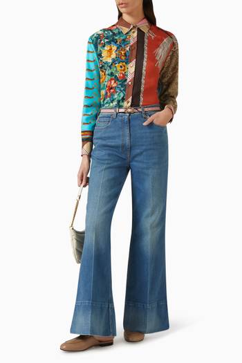 hover state of Flare Pants with Gucci Label in Denim