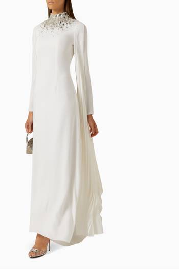 hover state of Ciela Embellished Cape-sleeve Gown
