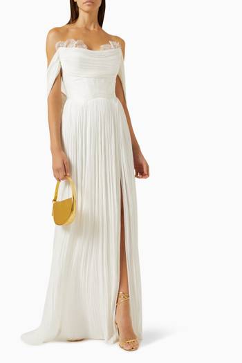 hover state of Sharon Lace-trim Maxi Gown in Silk Tulle