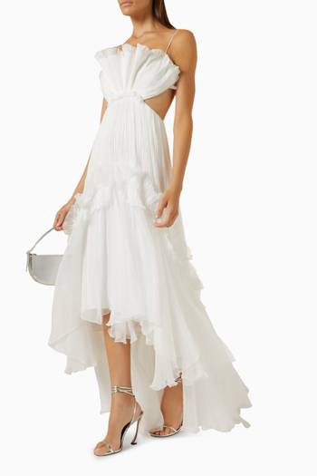 hover state of Azora Ruffle Maxi Dress in Silk Mousseline