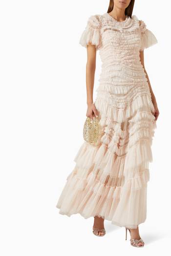 hover state of Wild Rose Ruffled Gown in Tulle